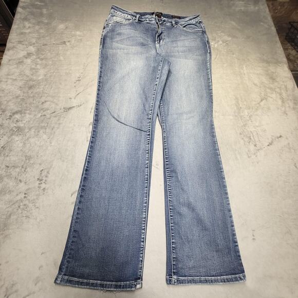 Earl Jean Denim - Earl Jean Jeans Womens 16 Blue Bootcut Slim Boot Mid Rise Light Wash